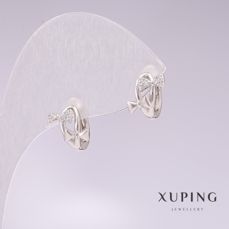 Xuping Rhodium Earrings with White Rhinestones 8x10mm