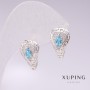 Xuping Rhodium Earrings with Blue Stones and White Rhinestones 11x17mm