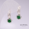 Xuping Rhodium Earrings with Green Stones 21x10mm