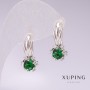Xuping Rhodium Earrings with Green Stones 21x10mm