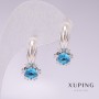 Xuping Rhodium Earrings with Light Blue Stones 21x10mm