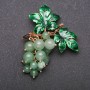 Grape Cluster Brooch with Natural Jade Stone Metal 60x45mm