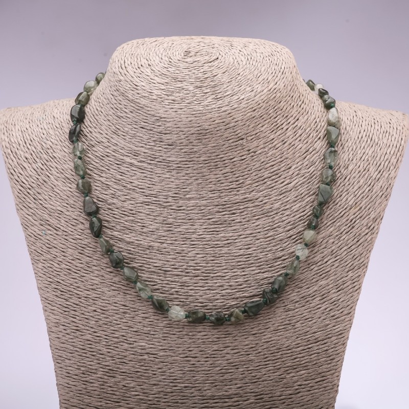 Prehnite Necklace, Tumbled, Diameter 7x10mm, Length 46cm