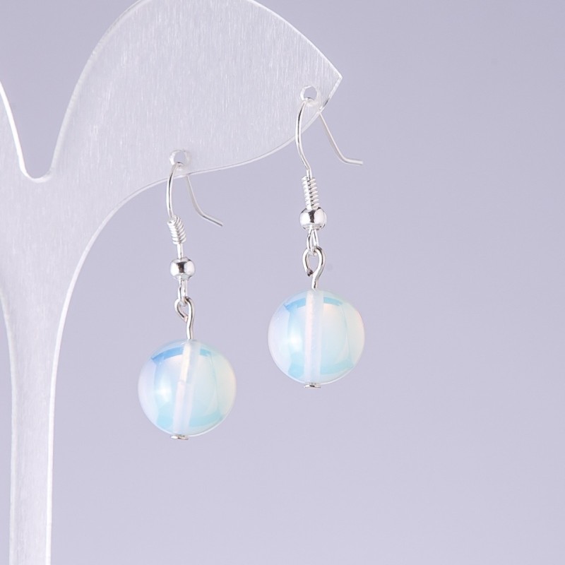 Moonstone Ball Earrings, Diameter 14mm