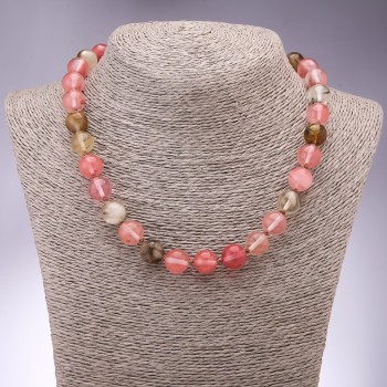 Chalcedony Necklace, Smooth Round Beads, 12mm Diameter, 45cm Length