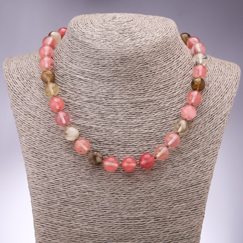 Chalcedony Necklace, Smooth Round Beads, 12mm Diameter, 45cm Length