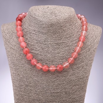 Chalcedony Necklace, Smooth Round Beads, 12mm Diameter, 45cm Length