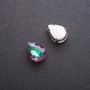 Price per pack /10 pcs. Sew-On Crystal in Setting, Drop 10x14mm, Green-Raspberry