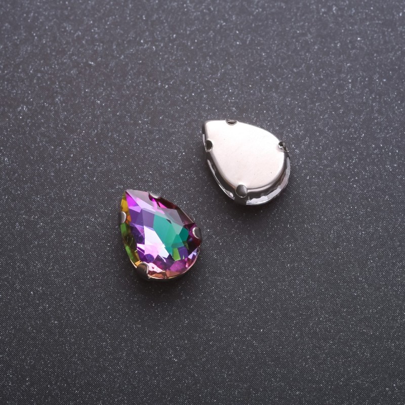 Sew-on Crystal Drop 10x14 mm Raspberry-Green
