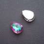 Price per pack /10 pcs. Sew-On Crystal in Setting, Drop 13x18mm, Raspberry-Green