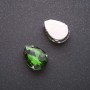 Price per pack /10 pcs. Sew-On Crystal in Setting, Drop 13x18mm, Green