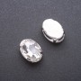 Price per pack /10pcs. Sew-on crystal in setting, oval 13x18mm, white