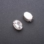 Price per pack /10pcs. Sew-on crystal in setting, oval 10x14mm, white