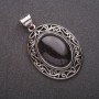 Pendant with Natural Stone Aventurine (Synthetic) "Blue Sand Cairo Night" in Antique-Style Setting 33x40x52mm