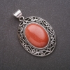 Pendant with Natural Stone Aventurine (Synthetic) "Golden Sand" in Antique-Style Setting 33x40x52mm