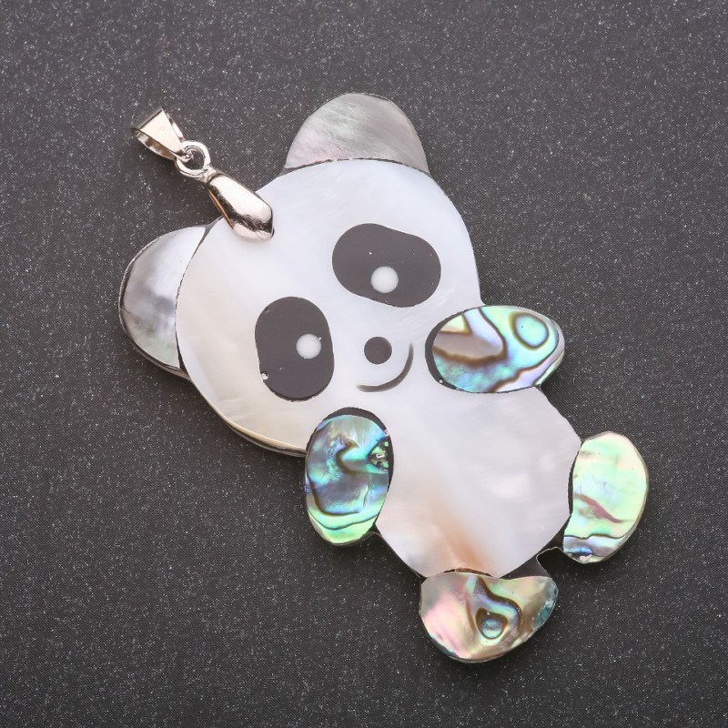 Pendant Mother-of-Pearl and Abalone Panda 34x52x62mm
