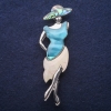 Brooch Pendant Lady with Mother-of-Pearl and Abalone 80x30mm +