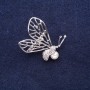 Sale! Butterfly Brooch with White Crystals in "Swarovski" Style 30x28mm White Metal