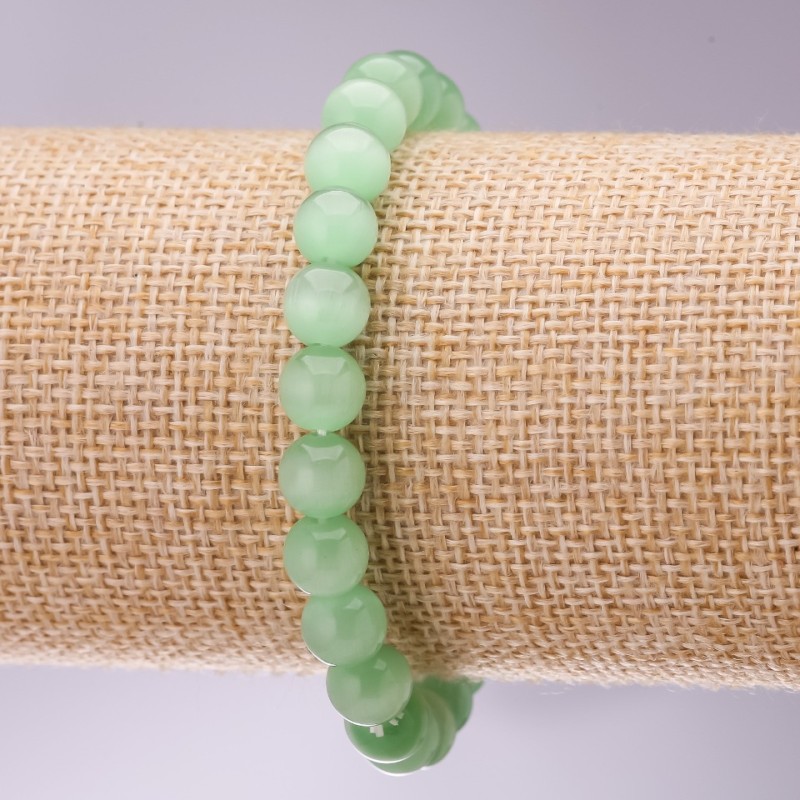 Green Cat's Eye Bracelet, Diameter 8mm, Length 18cm