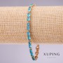 Xuping Bracelet with Blue Stones, Thickness 4mm, Length 18-20cm, Gold-Plated with Extension Chain