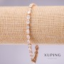 Xuping Bracelet with White Stones, Thickness 4mm, Length 18-20cm, Gold-Plated with Extension Chain