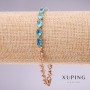 Xuping Bracelet with Blue Stones, Thickness 5mm, Length 17-20cm, Gold-Plated with Extension Chain