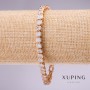 Xuping Bracelet with White Stones, Thickness 7mm, Length 17-19cm, Gold-Plated with Extension Chain