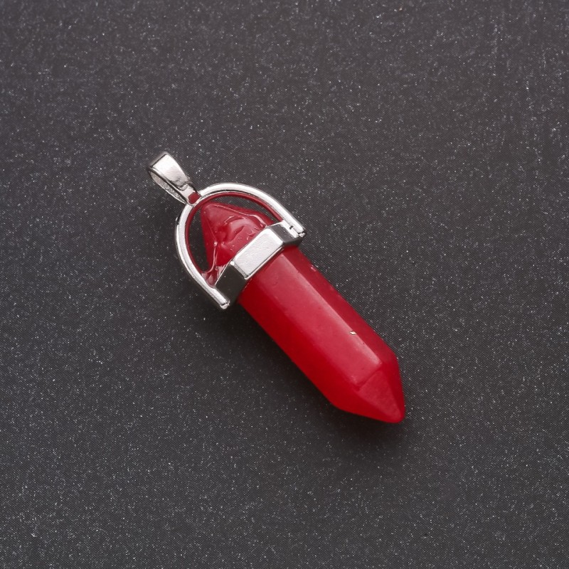 Hexagon Pendant, "Tourmaline" Stone (Artificial), 39x32x9mm