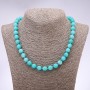 Aquamarine Necklace, Faceted Round Bead, 10mm Diameter, 48cm Length