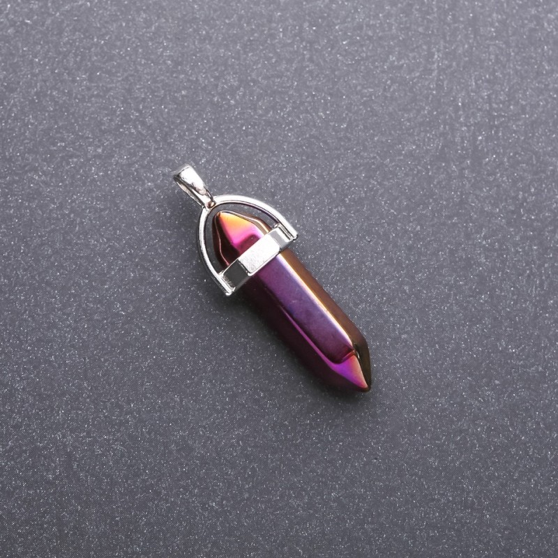 Hexagon Pendant, Purple "Gasoline" Shade, 8x35x40mm