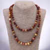 Necklace of Natural Mookaite Jasper, Smooth Round Beads, Diameter 8+-mm, Length 120cm