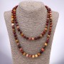 Necklace of Natural Mookaite Jasper, Smooth Round Beads, Diameter 8+-mm, Length 120cm