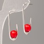 Xuping Earrings with Red Majorca Bead 34x8mm Rhodium