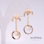 Xuping Earrings with White Majorca Bead 30x5mm Gold Plated