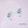 Xuping Owl Earrings with Blue Stones 15x9mm Rhodium
