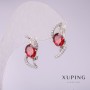 Xuping Earrings with Red Stones 21x8mm Rhodium