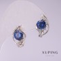 Xuping Earrings with Blue Stones 17x10mm Rhodium