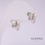 Xuping Butterfly Earrings with White Rhinestones 10x10mm Rhodium
