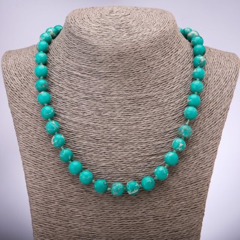Variscite Necklace Smooth Round Beads, Diameter 10+-mm, Length 48cm