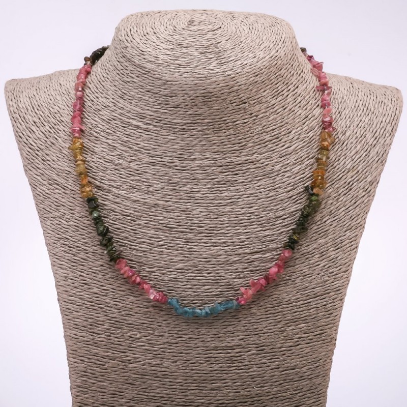 Tourmaline Chip Necklace Natural Stone, Diameter 7x3mm+-, Length 45cm+