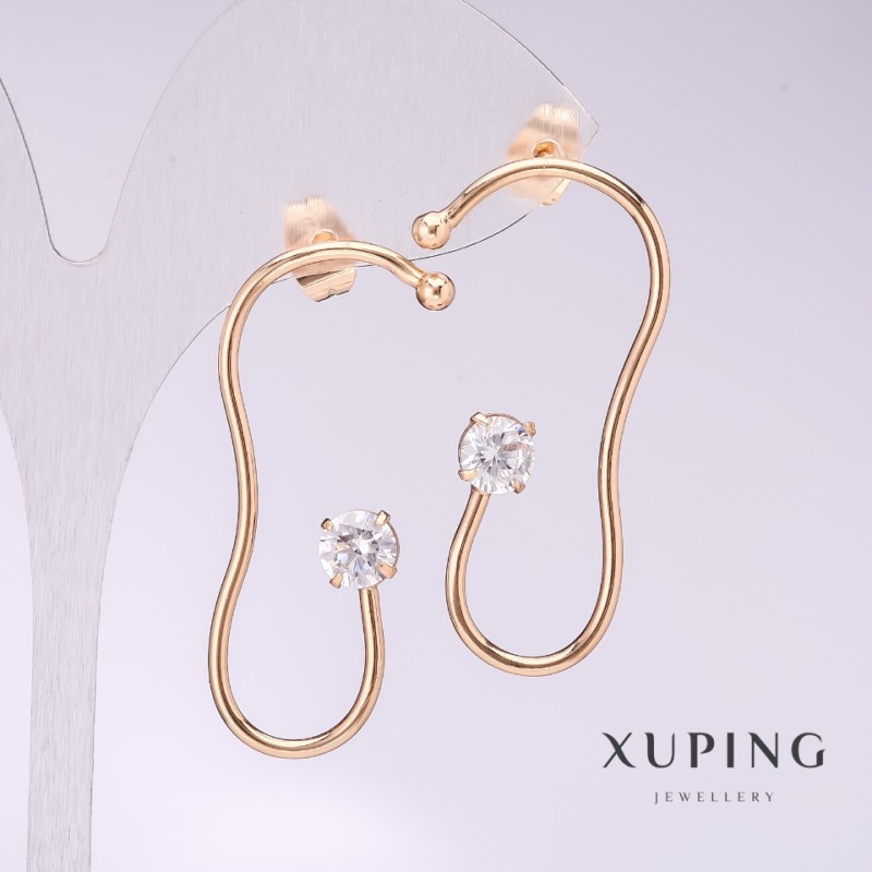 Xuping Earrings with White Stones 41x20mm Gold Plated