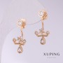 Xuping Crown Earrings with White Rhinestones 28x12mm Gold Plated