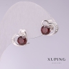 Xuping Hearts with Red Stones Earrings 10x12mm Rhodium