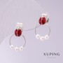 Xuping Ladybug Earrings Red Enamel 18x11mm Rhodium