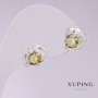 Xuping Heart Earrings with Green Stones 9x11mm Rhodium