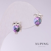 Xuping Owl Earrings with Pink Stones 11x7mm Rhodium
