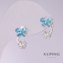Xuping Butterfly Earrings with Light Blue Stones 15x9mm Rhodium