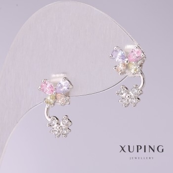 Xuping Butterfly Earrings with Multicolor Stones 15x9mm Rhodium