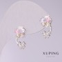 Xuping Butterfly Earrings with Multicolor Stones 15x9mm Rhodium