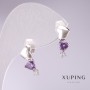 Xuping Heart Garland Earrings with Lilac Stones 17x7mm Rhodium